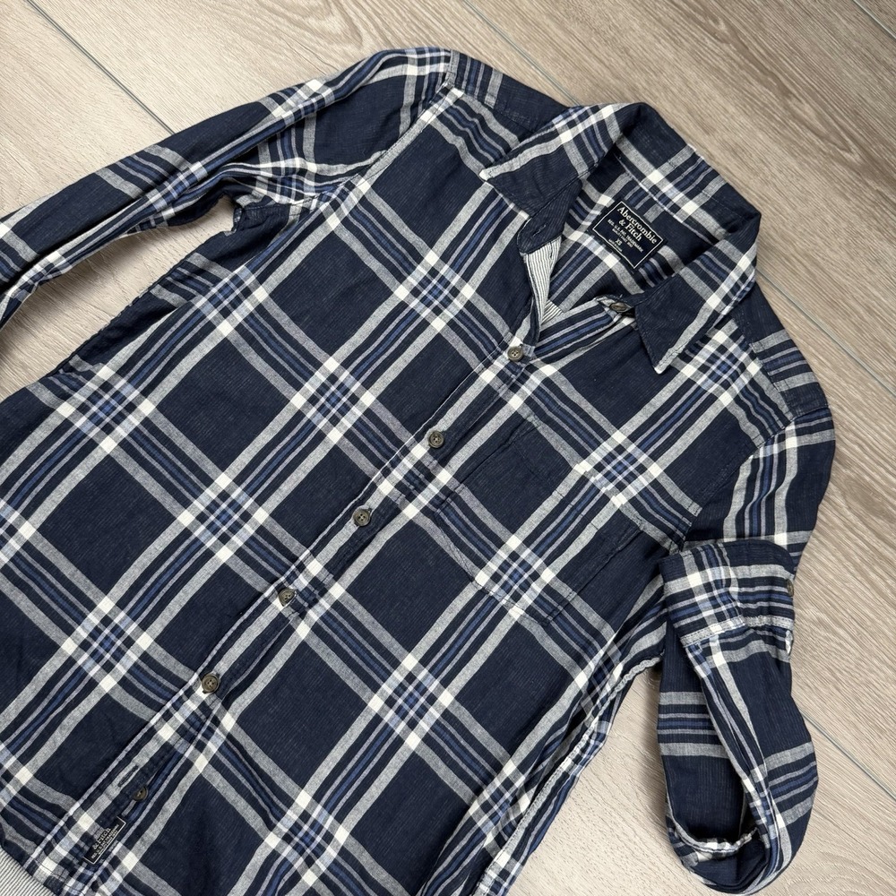 Abercrombie & Fitch‎ Women's Long Sleeve Button Up Check Shirt Blue Size XS